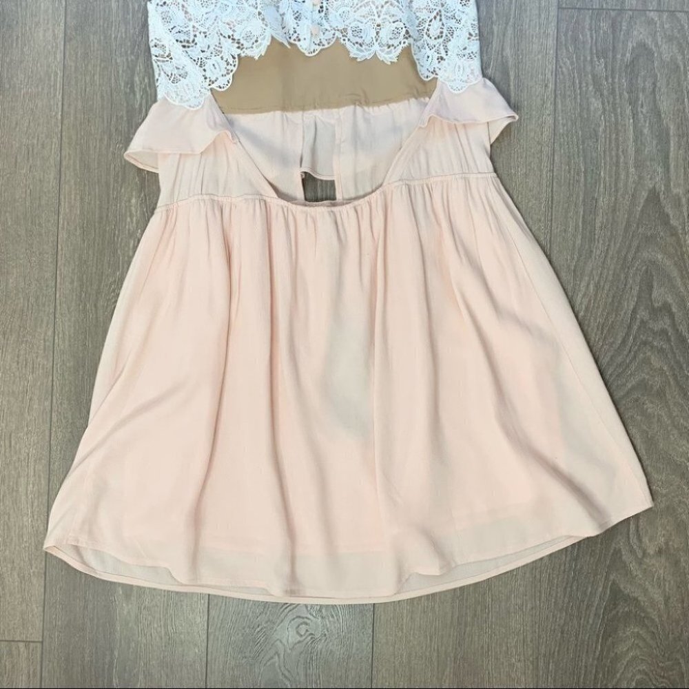 For Love and Lemons Sienna Mini Dress Keyhole Lace Dusty Rose Pink Size Small - Picture 9 of 16